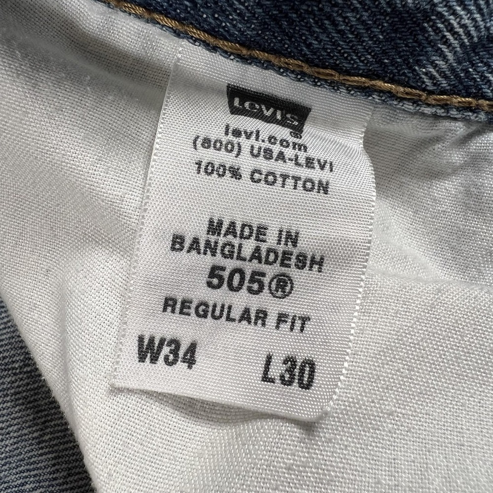 Levis 505 Y2K Jeans Mens 34x30 Medium Wash Denim Regular Fit Straight Leg Blue - Picture 7 of 12